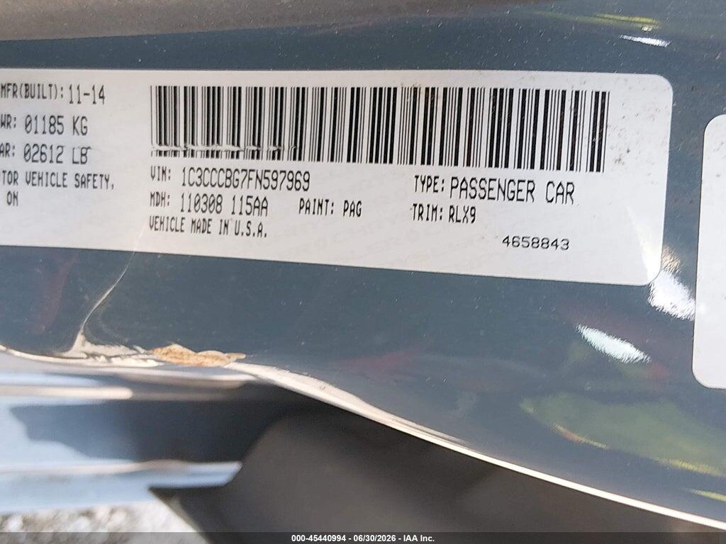 1C3CCCBG7FN597969 2015 CHRYSLER 200 photo no. 9