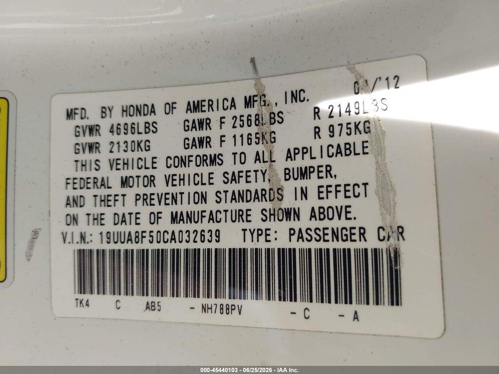 19UUA8F50CA032639 2012 ACURA TL photo no. 9