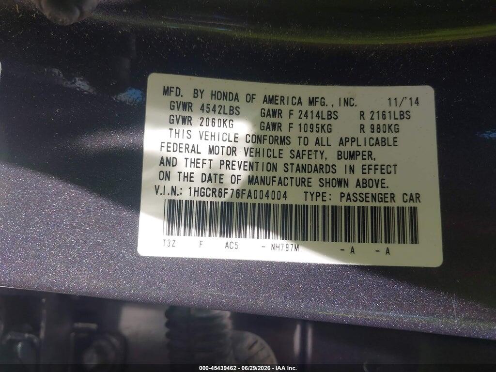 1HGCR6F76FA004004 2015 HONDA ACCORD HYBRID photo no. 9