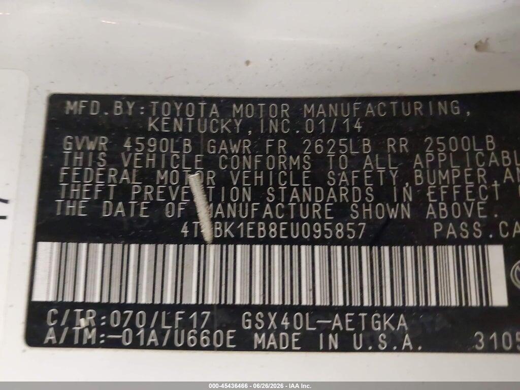 4T1BK1EB8EU095857 2014 TOYOTA AVALON photo no. 9