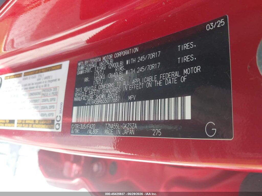 JTEVA5BR6S5017687 2025 TOYOTA 4RUNNER photo no. 9