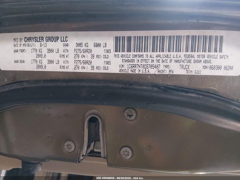 1C6RR7NT0DS705407 2013 RAM 1500 photo no. 9