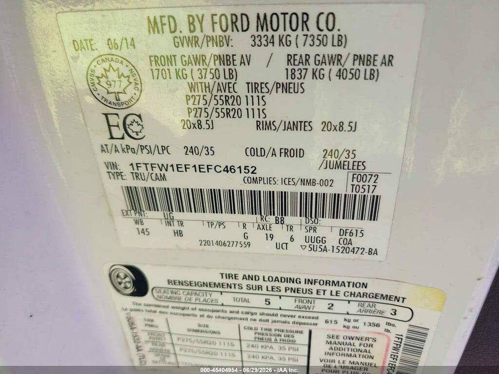 1FTFW1EF1EFC46152 2014 FORD F-150 photo no. 9