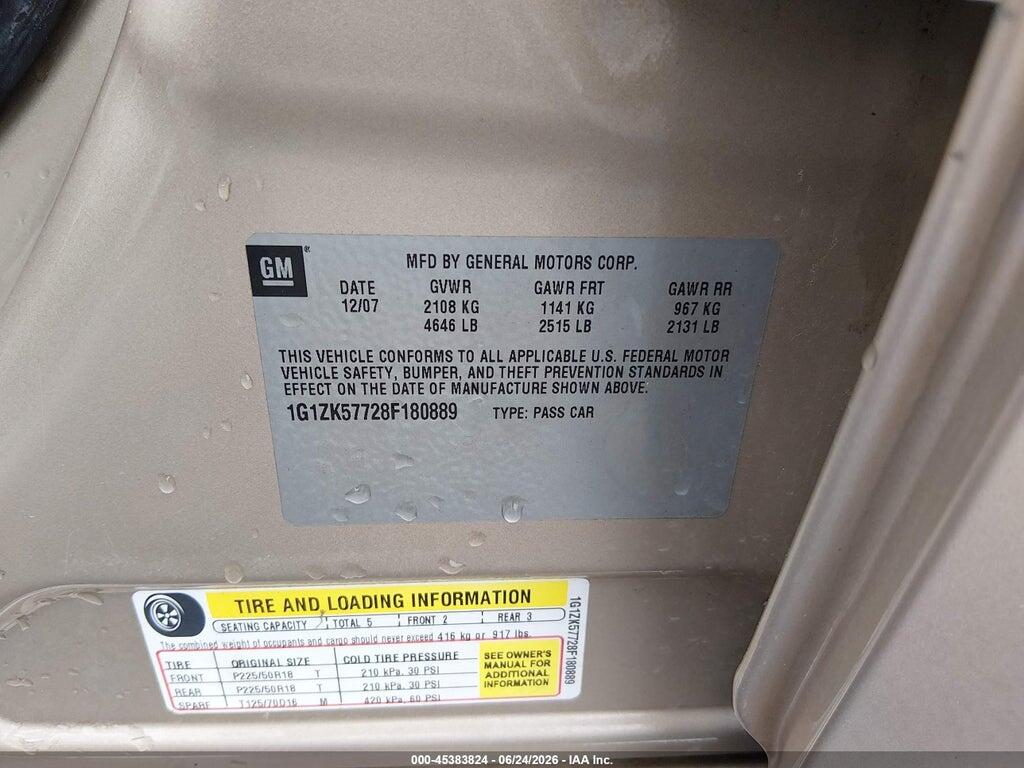 1G1ZK57728F180889 2008 CHEVROLET MALIBU photo no. 9