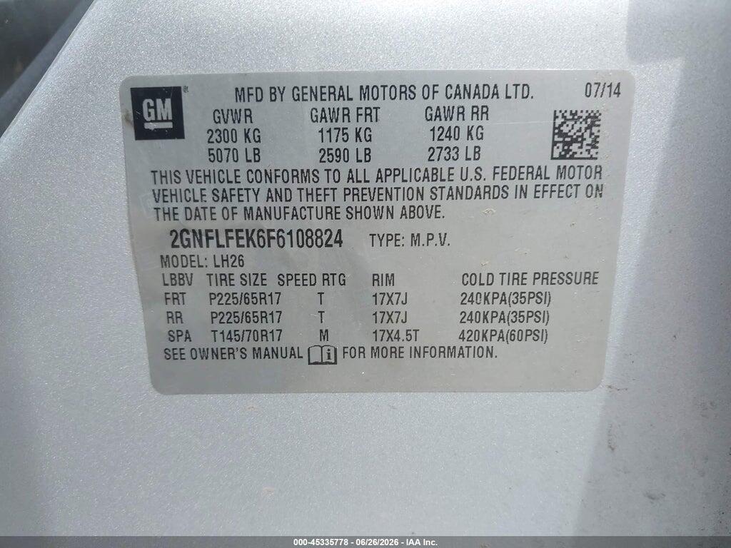 2GNFLFEK6F6108824 2015 CHEVROLET EQUINOX photo no. 9
