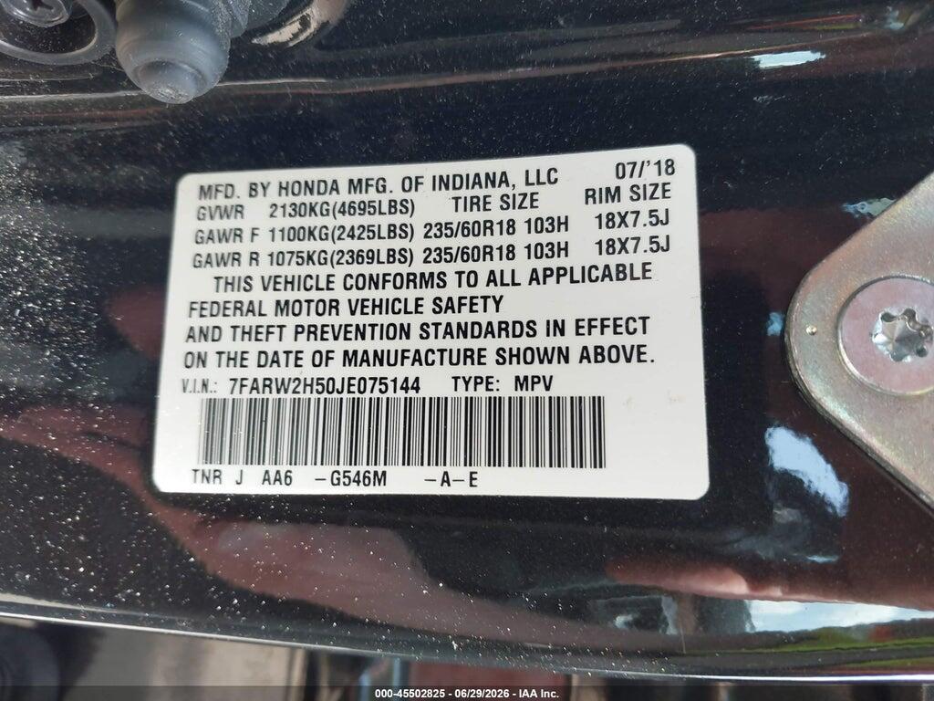 7FARW2H50JE075144 2018 HONDA CR-V photo no. 9