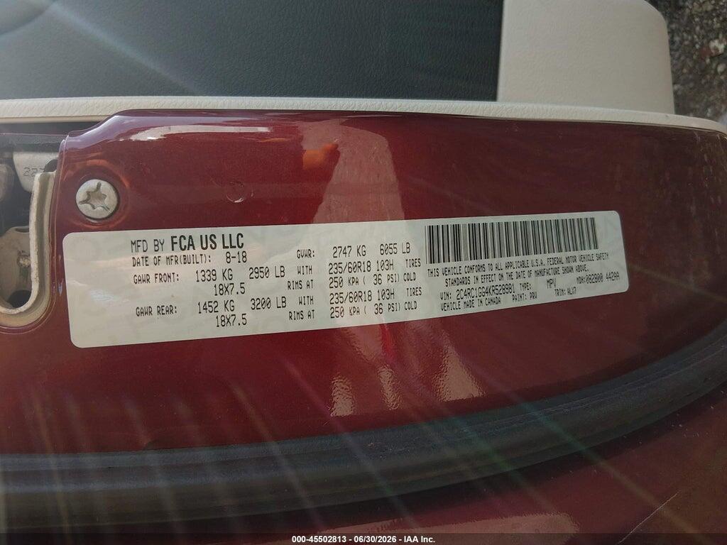 2C4RC1GG4KR528981 2019 CHRYSLER PACIFICA photo no. 9