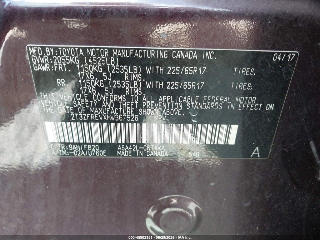 2T3ZFREVXHW367526 2017 TOYOTA RAV4 photo no. 9