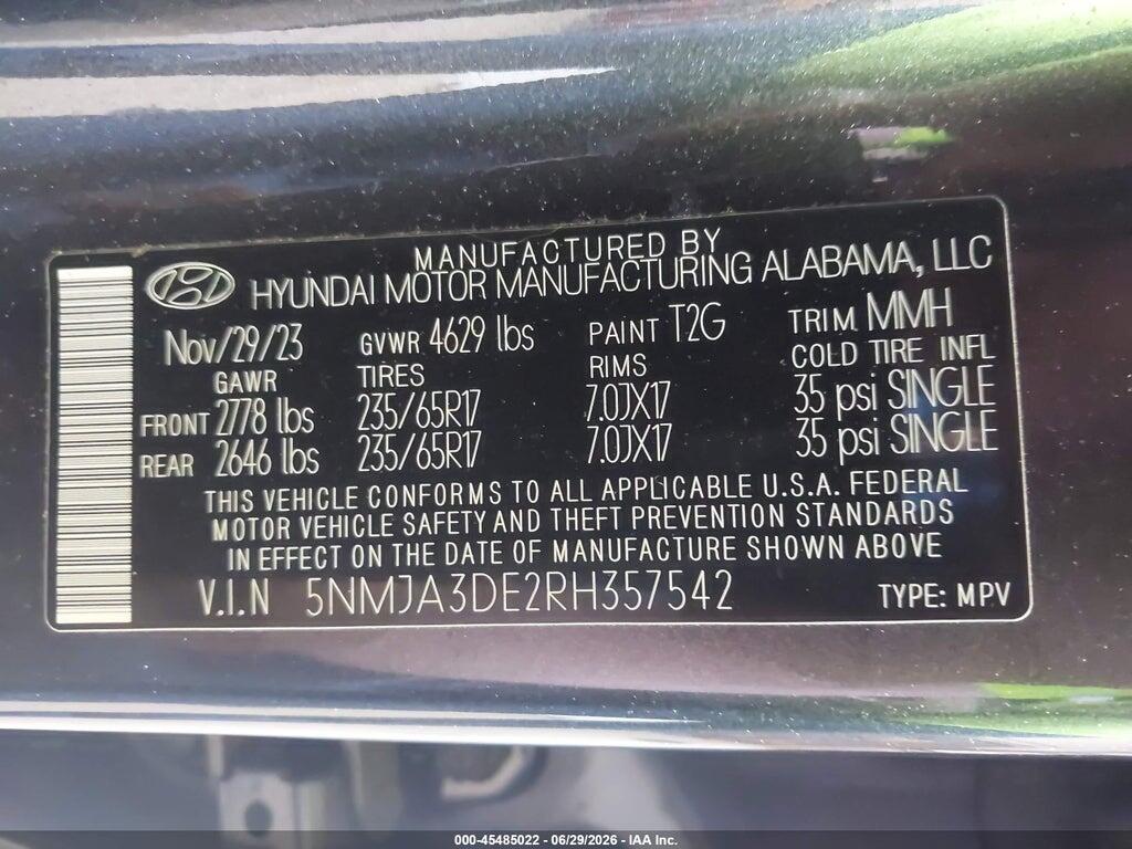 5NMJA3DE2RH357542 2024 HYUNDAI TUCSON photo no. 9