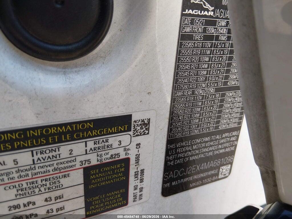 SADCJ2EX4MA681098 2021 JAGUAR F-PACE photo no. 9