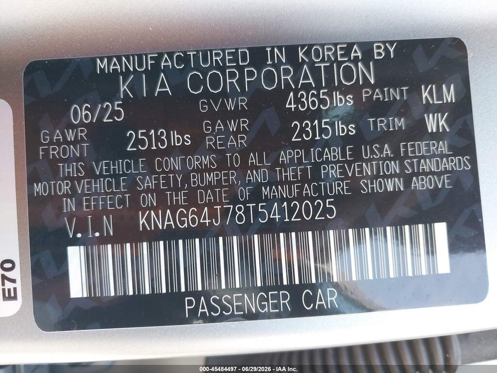 KNAG64J78T5412025 2026 KIA K5 photo no. 9