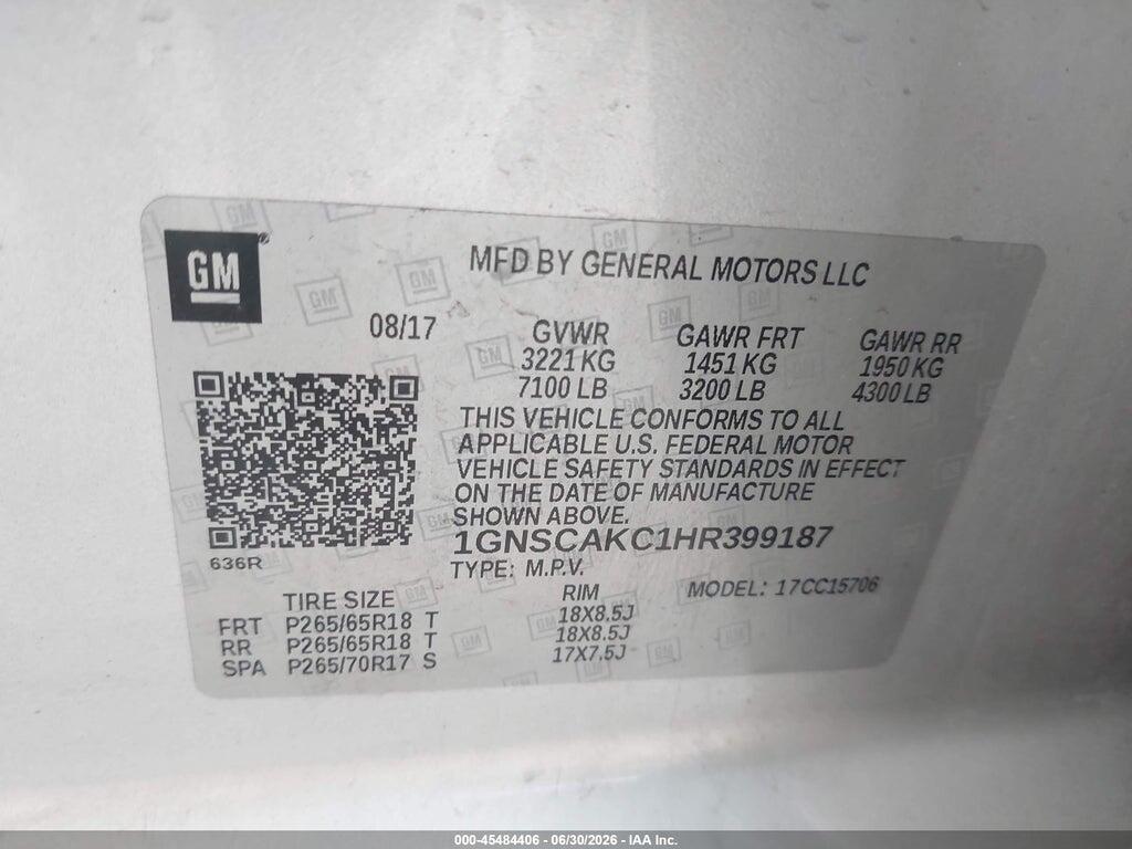 1GNSCAKC1HR399187 2017 CHEVROLET TAHOE photo no. 9
