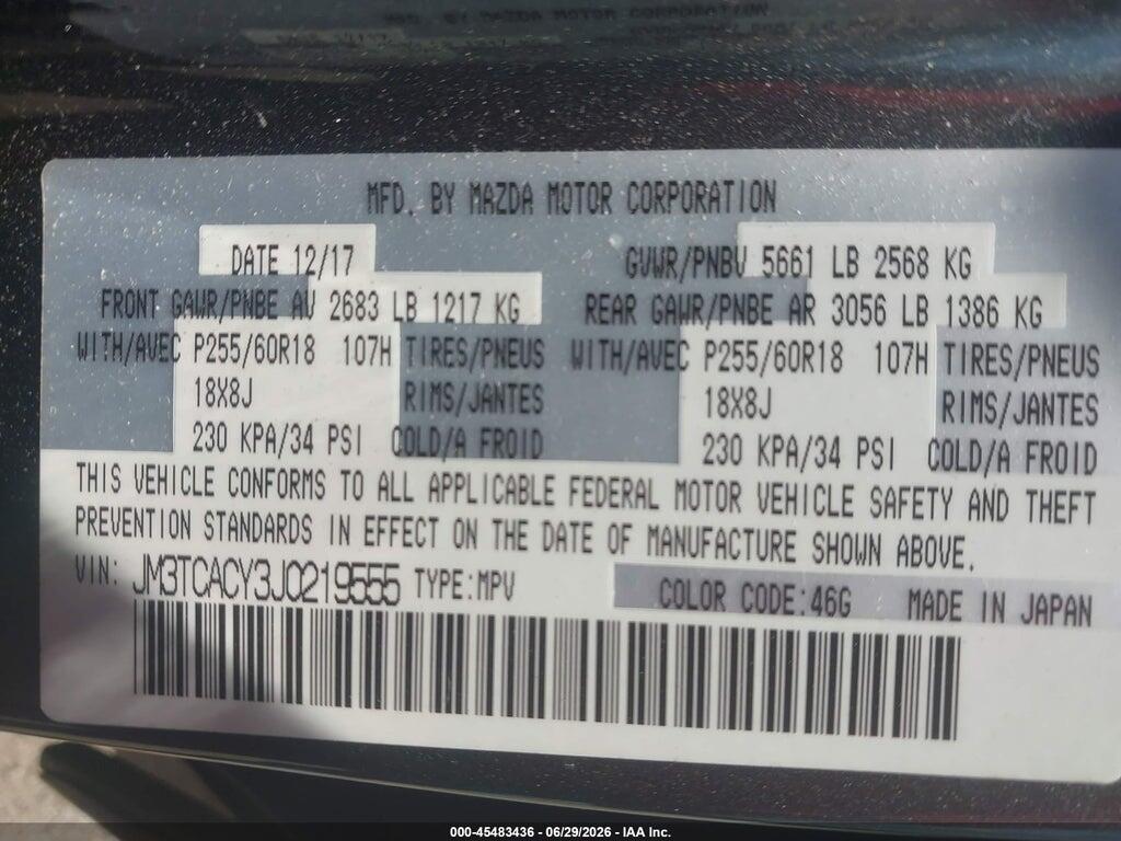 JM3TCACY3J0219555 2018 MAZDA CX-9 photo no. 9