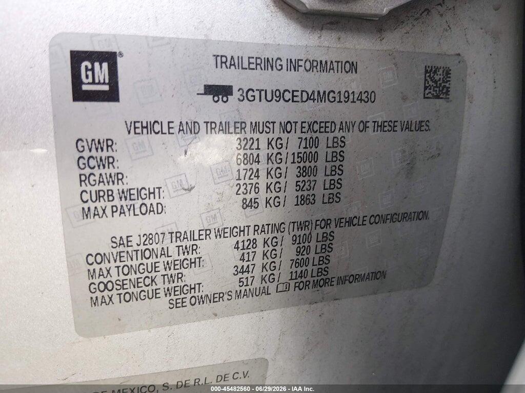 3GTU9CED4MG191430 2021 GMC SIERRA 1500 photo no. 9