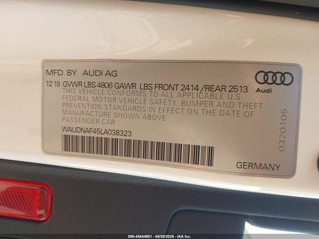 WAUDNAF45LA038323 2020 AUDI A4 photo no. 9