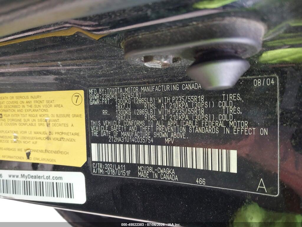 2T2HA31U14C035754 2004 LEXUS RX 330 photo no. 9