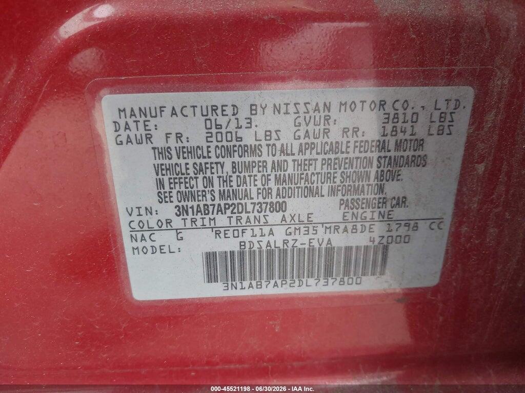 3N1AB7AP2DL737800 2013 NISSAN SENTRA photo no. 9