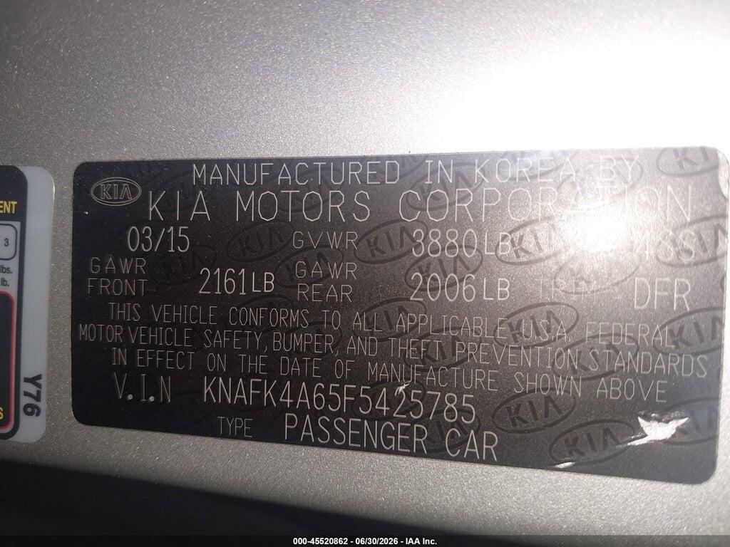 KNAFK4A65F5425785 2015 KIA FORTE photo no. 9