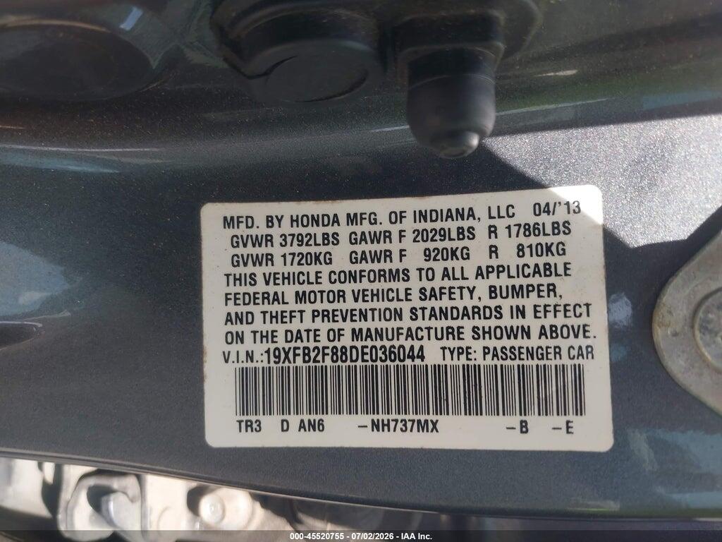 19XFB2F88DE036044 2013 HONDA CIVIC photo no. 9