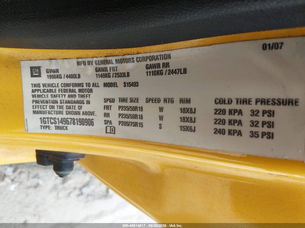 1GTCS149678190906 2007 GMC CANYON photo no. 9