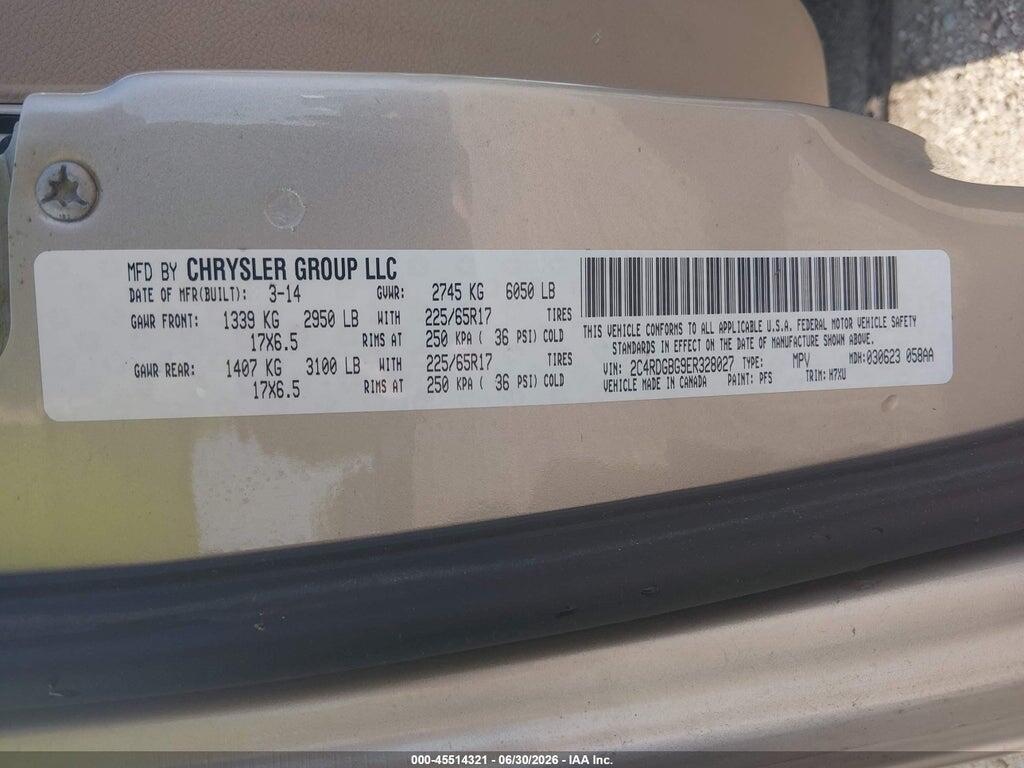 2C4RDGBG9ER328027 2014 DODGE GRAND CARAVAN photo no. 9