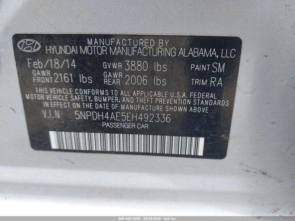 5NPDH4AE5EH492336 2014 HYUNDAI ELANTRA photo no. 9