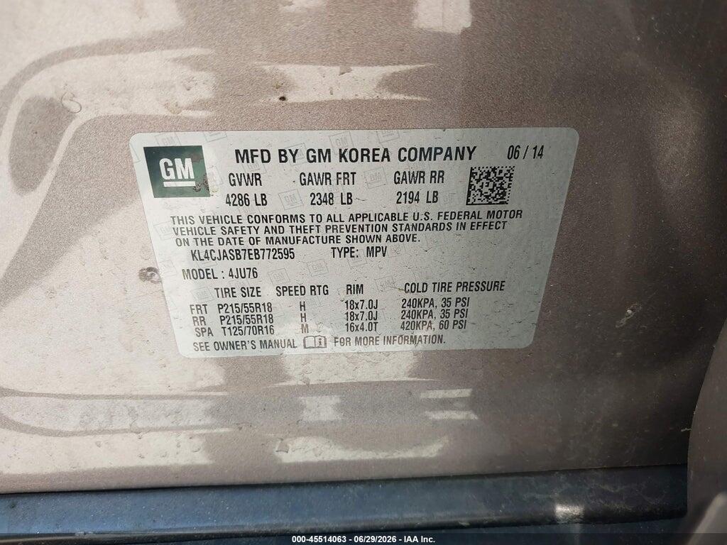 KL4CJASB7EB772595 2014 BUICK ENCORE photo no. 9
