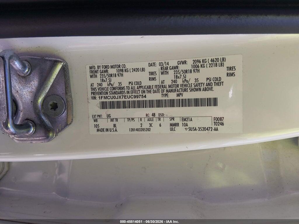 1FMCU0JX7EUC99754 2014 FORD ESCAPE photo no. 9
