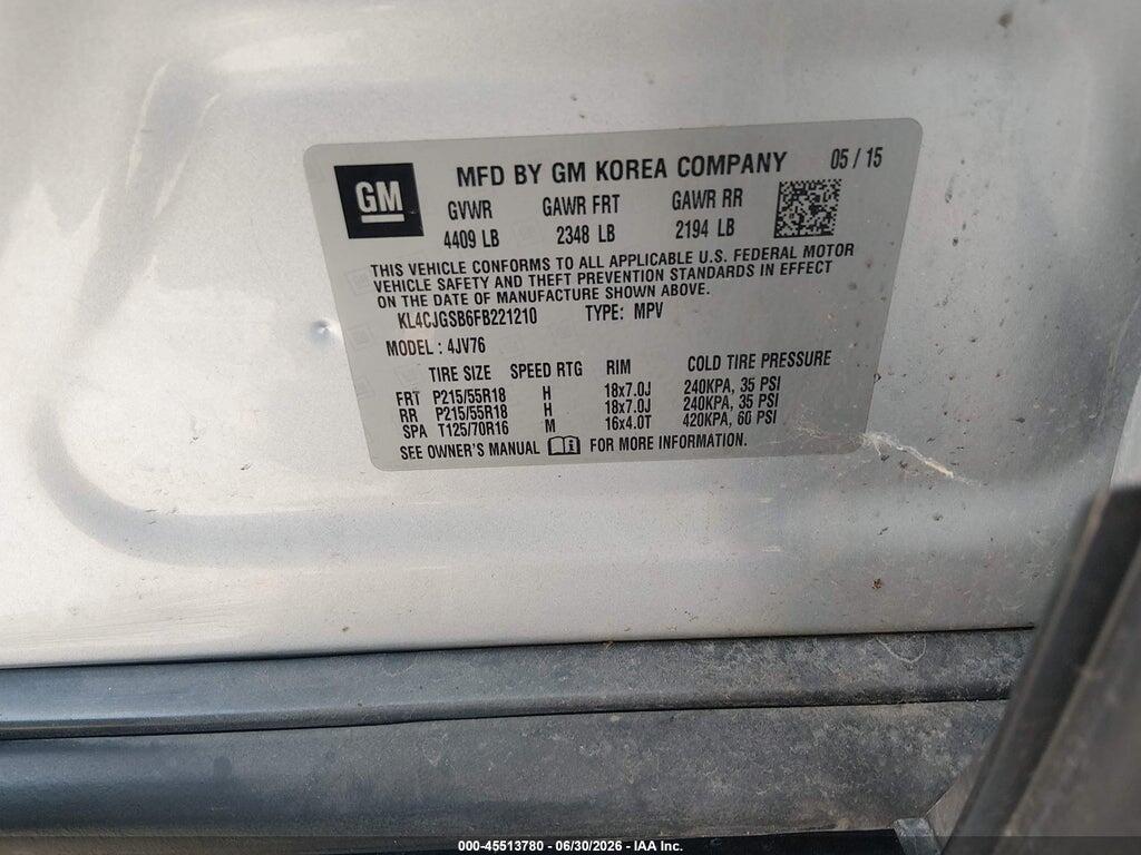 KL4CJGSB6FB221210 2015 BUICK ENCORE photo no. 9