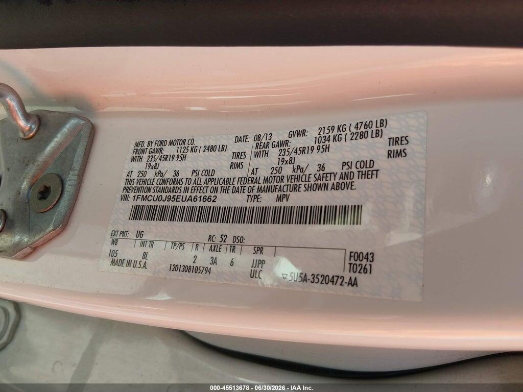 1FMCU0J95EUA61662 2014 FORD ESCAPE photo no. 9