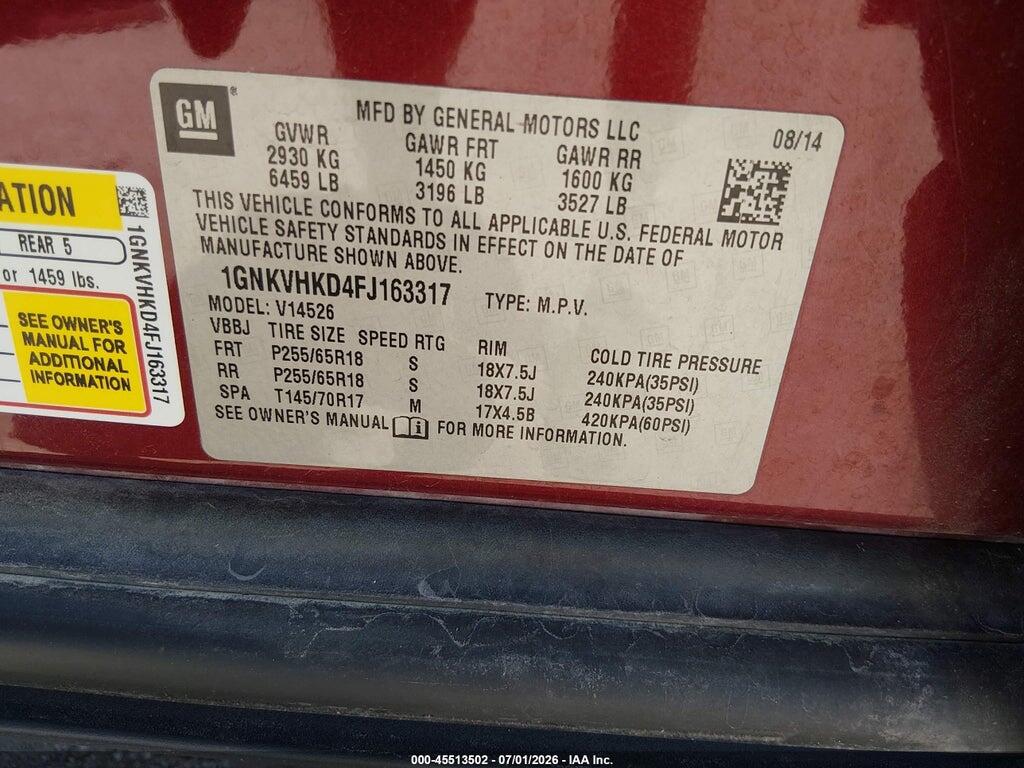 1GNKVHKD4FJ163317 2015 CHEVROLET TRAVERSE photo no. 9