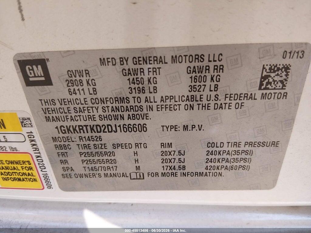 1GKKRTKD2DJ166606 2013 GMC ACADIA photo no. 9