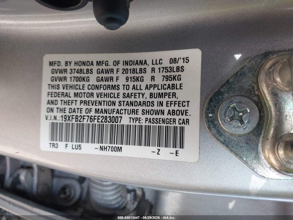 19XFB2F76FE283007 2015 HONDA CIVIC photo no. 9
