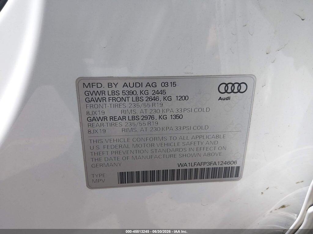 WA1LFAFP3FA124606 2015 AUDI Q5 photo no. 9