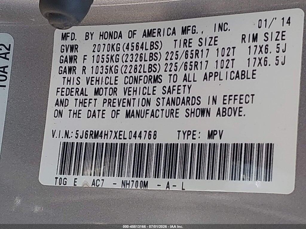 5J6RM4H7XEL044768 2014 HONDA CR-V photo no. 9