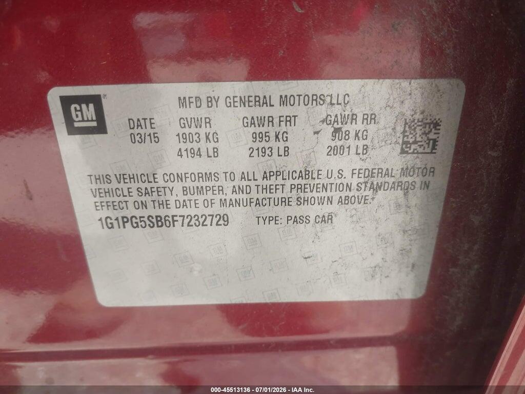 1G1PG5SB6F7232729 2015 CHEVROLET CRUZE photo no. 9