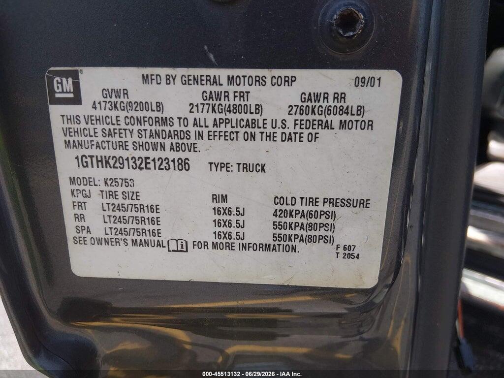 1GTHK29132E123186 2002 GMC SIERRA 2500HD photo no. 9
