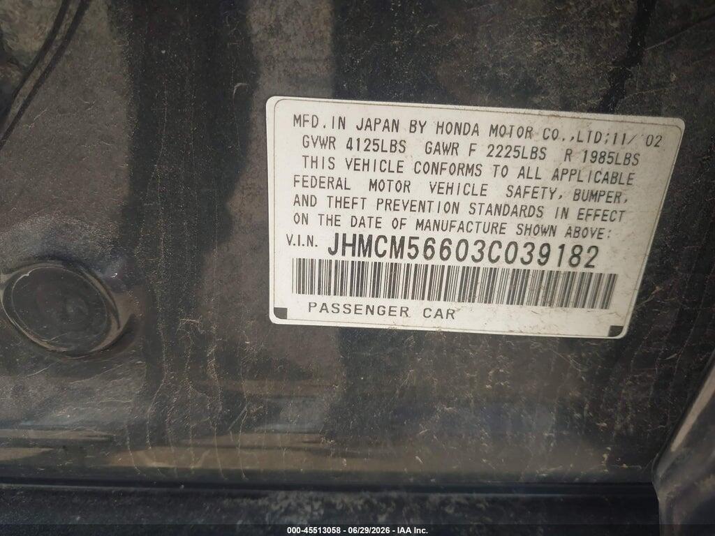 JHMCM56603C039182 2003 HONDA ACCORD photo no. 9