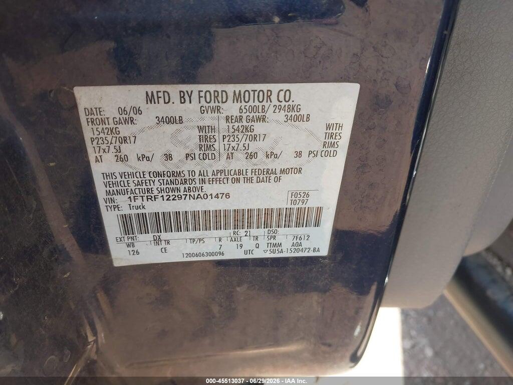 1FTRF12297NA01476 2007 FORD F-150 photo no. 9