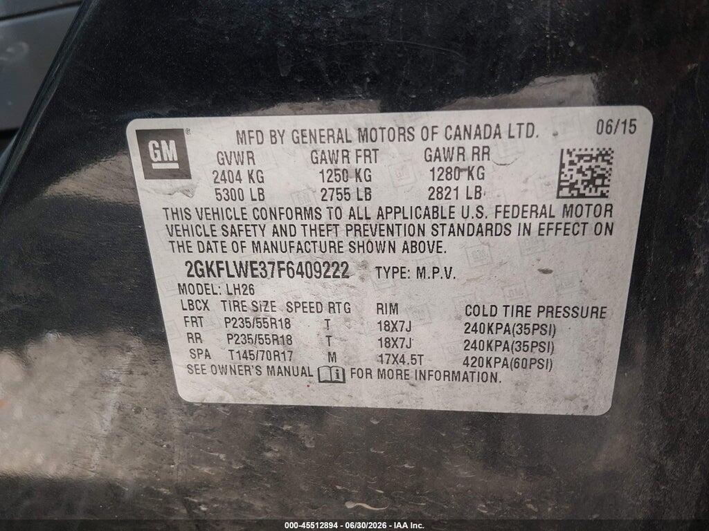 2GKFLWE37F6409222 2015 GMC TERRAIN photo no. 9