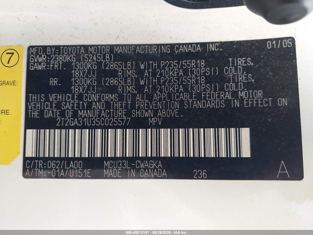 2T2GA31U35C025577 2005 LEXUS RX 330 photo no. 9