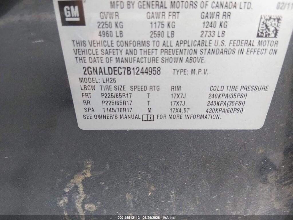 2GNALDEC7B1244958 2011 CHEVROLET EQUINOX photo no. 9