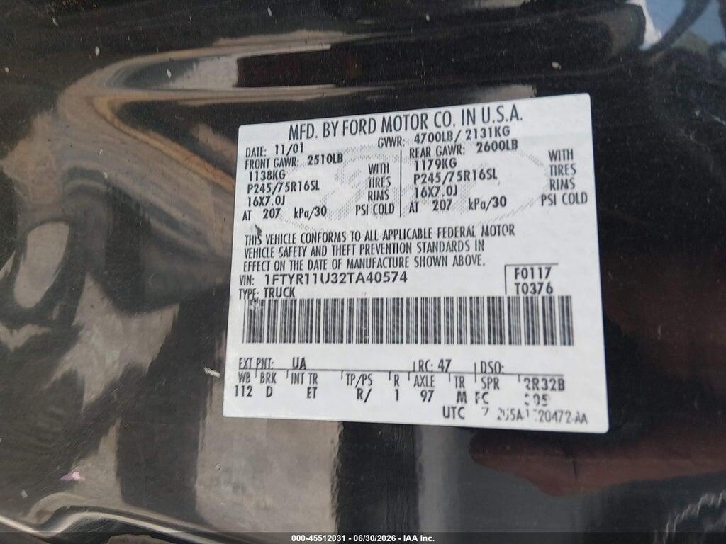 1FTYR11U32TA40574 2002 FORD RANGER photo no. 9