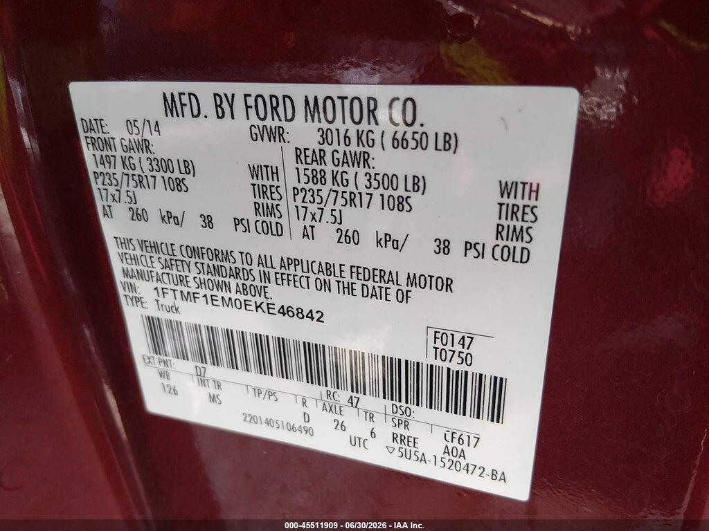 1FTMF1EM0EKE46842 2014 FORD F-150 photo no. 9