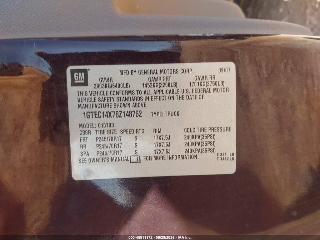 1GTEC14X78Z148762 2008 GMC SIERRA 1500 photo no. 7