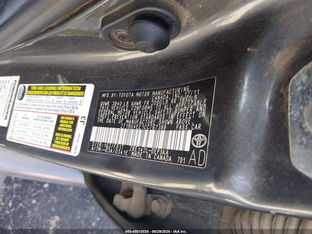 2T1BU4EE1CC767388 2012 TOYOTA COROLLA photo no. 9