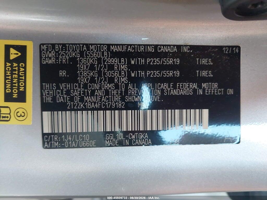 2T2ZK1BA4FC179182 2015 LEXUS RX 350 photo no. 9