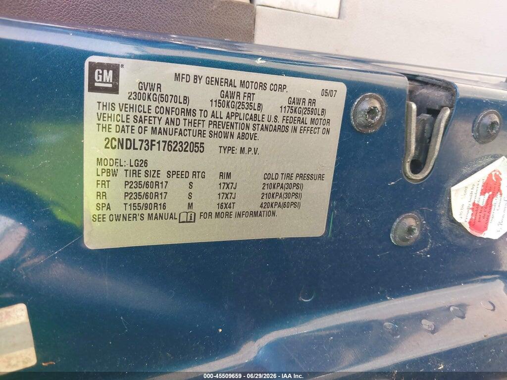 2CNDL73F176232055 2007 CHEVROLET EQUINOX photo no. 9