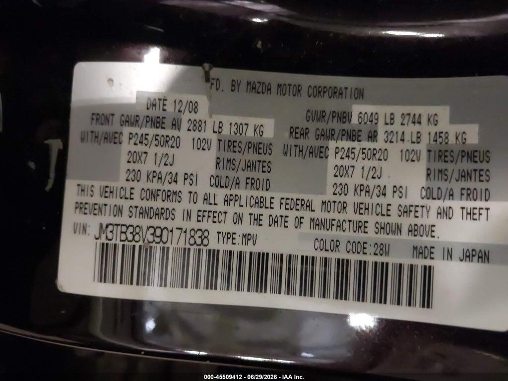 JM3TB38V390171838 2009 MAZDA CX-9 photo no. 9