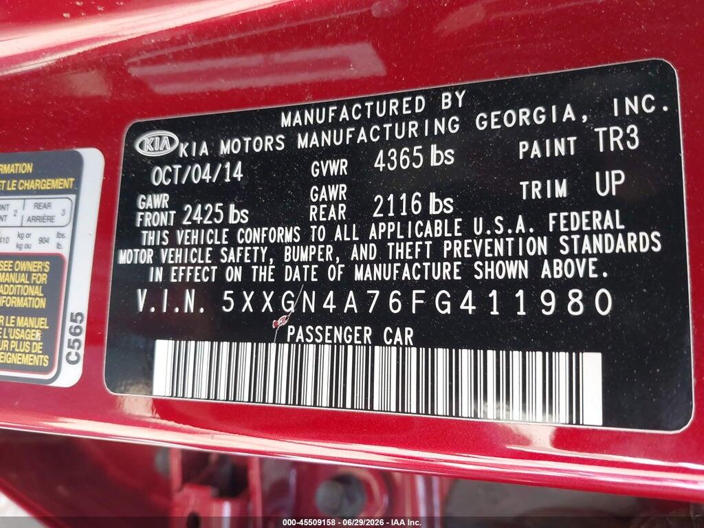 5XXGN4A76FG411980 2015 KIA OPTIMA photo no. 9